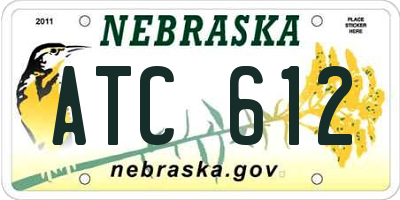NE license plate ATC612
