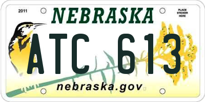 NE license plate ATC613