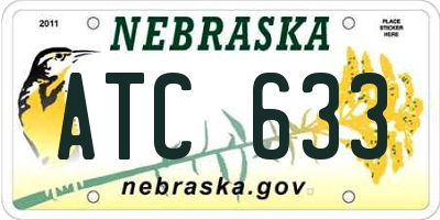 NE license plate ATC633