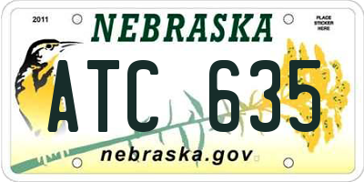NE license plate ATC635