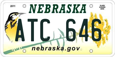 NE license plate ATC646