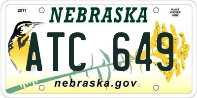 NE license plate ATC649