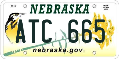 NE license plate ATC665