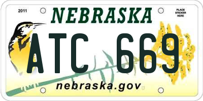 NE license plate ATC669