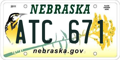 NE license plate ATC671