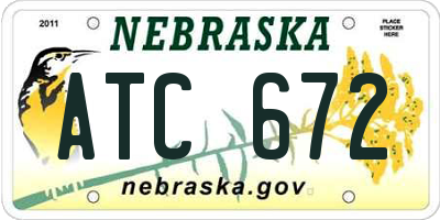 NE license plate ATC672