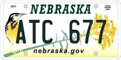 NE license plate ATC677