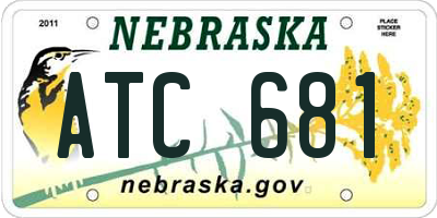 NE license plate ATC681
