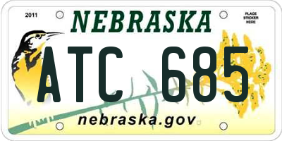 NE license plate ATC685