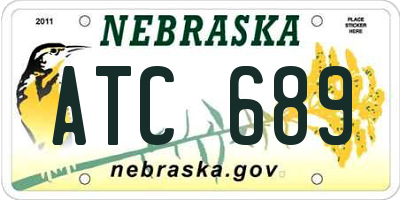 NE license plate ATC689