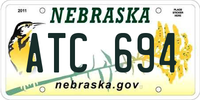 NE license plate ATC694