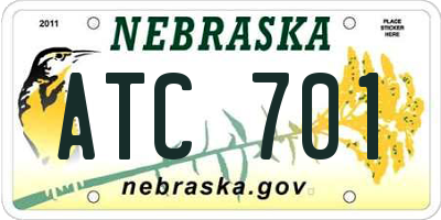 NE license plate ATC701