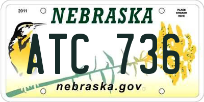 NE license plate ATC736