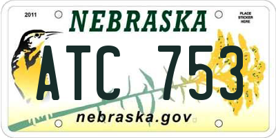 NE license plate ATC753