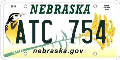 NE license plate ATC754