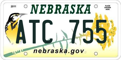 NE license plate ATC755