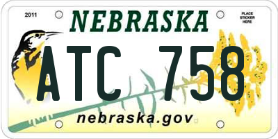NE license plate ATC758