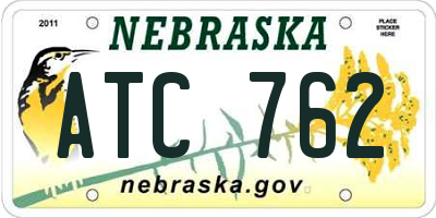 NE license plate ATC762