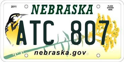 NE license plate ATC807