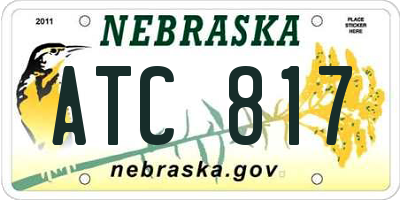 NE license plate ATC817