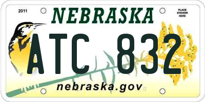 NE license plate ATC832