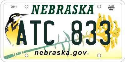 NE license plate ATC833