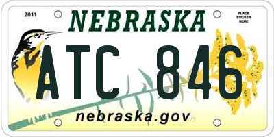 NE license plate ATC846