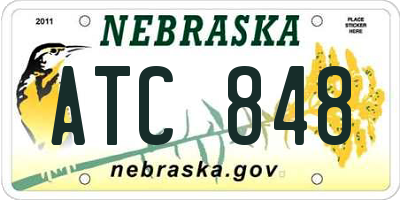 NE license plate ATC848