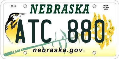 NE license plate ATC880