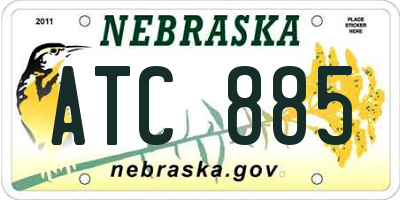 NE license plate ATC885
