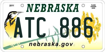 NE license plate ATC886