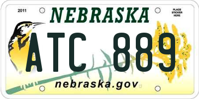 NE license plate ATC889