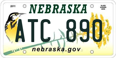 NE license plate ATC890