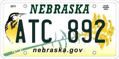 NE license plate ATC892