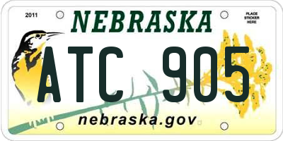 NE license plate ATC905