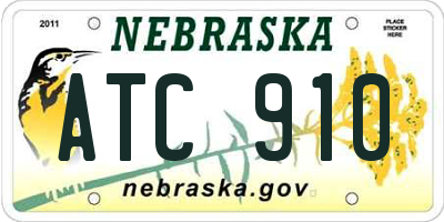 NE license plate ATC910