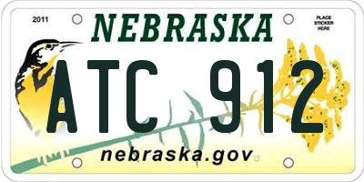 NE license plate ATC912