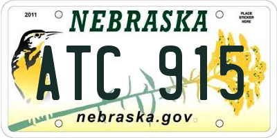 NE license plate ATC915