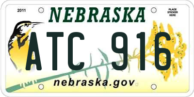 NE license plate ATC916