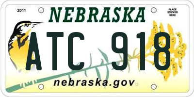 NE license plate ATC918