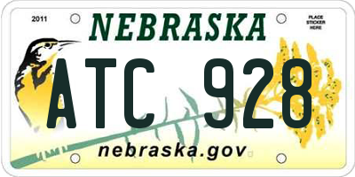 NE license plate ATC928