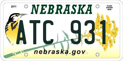 NE license plate ATC931