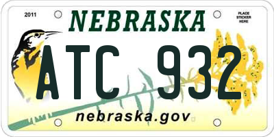 NE license plate ATC932