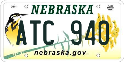 NE license plate ATC940