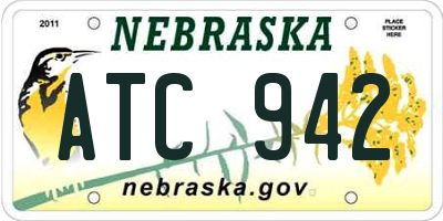 NE license plate ATC942