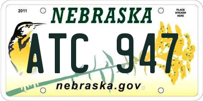 NE license plate ATC947