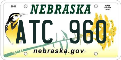NE license plate ATC960