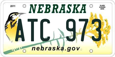 NE license plate ATC973
