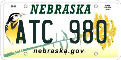 NE license plate ATC980