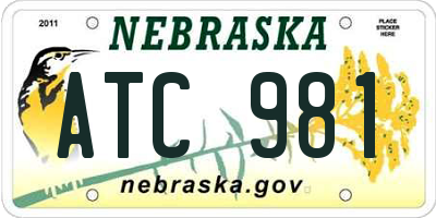 NE license plate ATC981